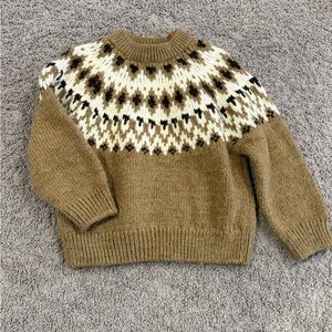 Boys Zara Tan and Cream Patterned Sweater Size 2-3t
